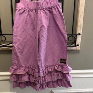Matilda Jane Purple Ruffle Pants 8 linen blend